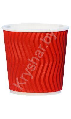 4oz бумажный  рифленый стакан 120 мл красный